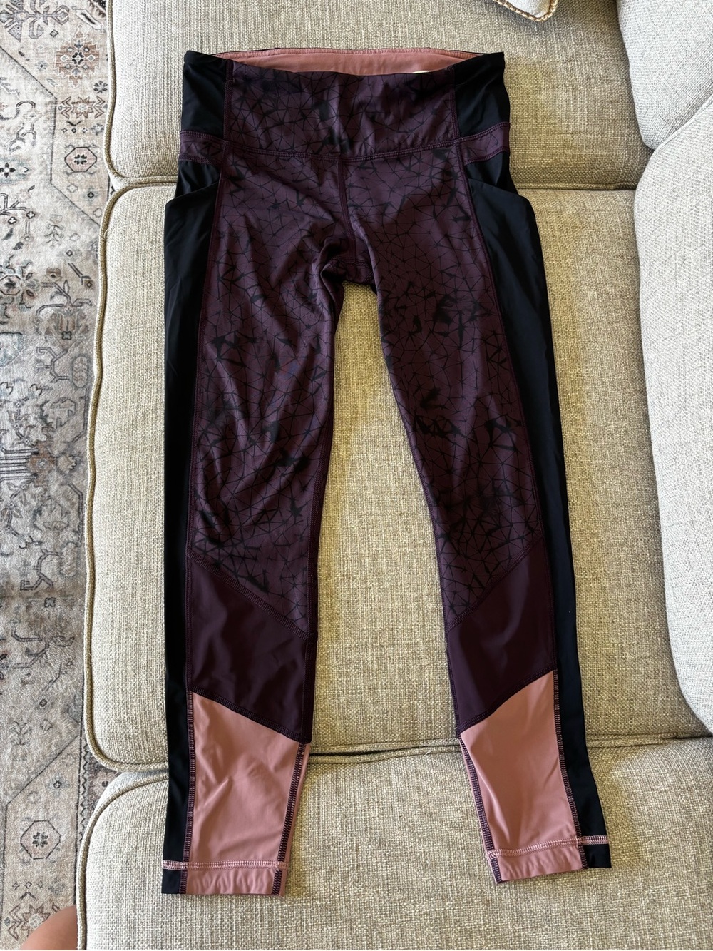 4/$20 Lululemon Leggings in Deep Plum with Blush Accents